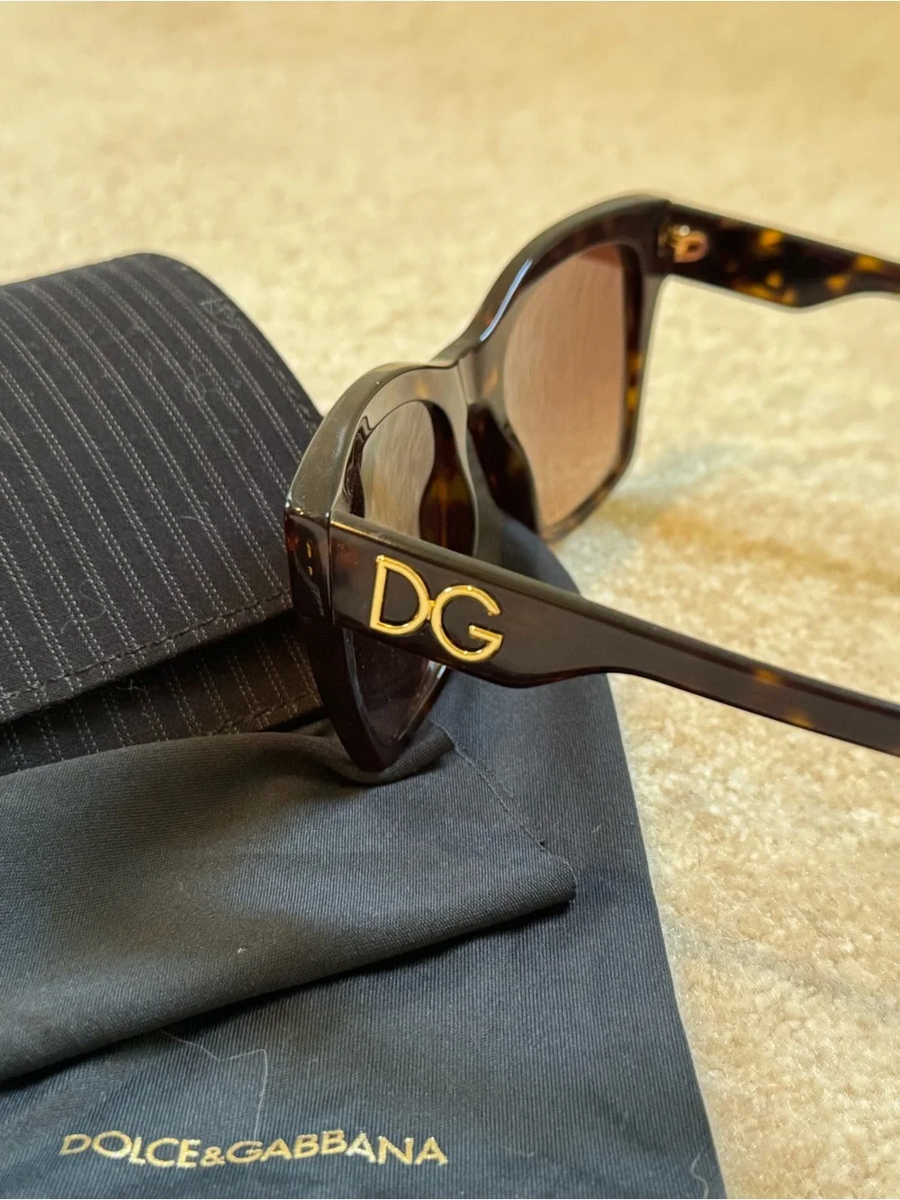 Dolce & Gabbana Havana tortoise sunglasses with Gold Logo